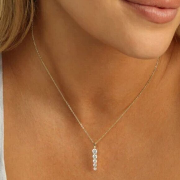 Melinda Maria Oh She Fancy 5 in Drop Necklace in Gold and White Diamondettes - Picture 1 of 3